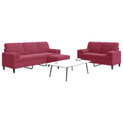 Set di Divani 3 pz con Cuscini e Rinforzi Rosso Vino in Velluto 3278425