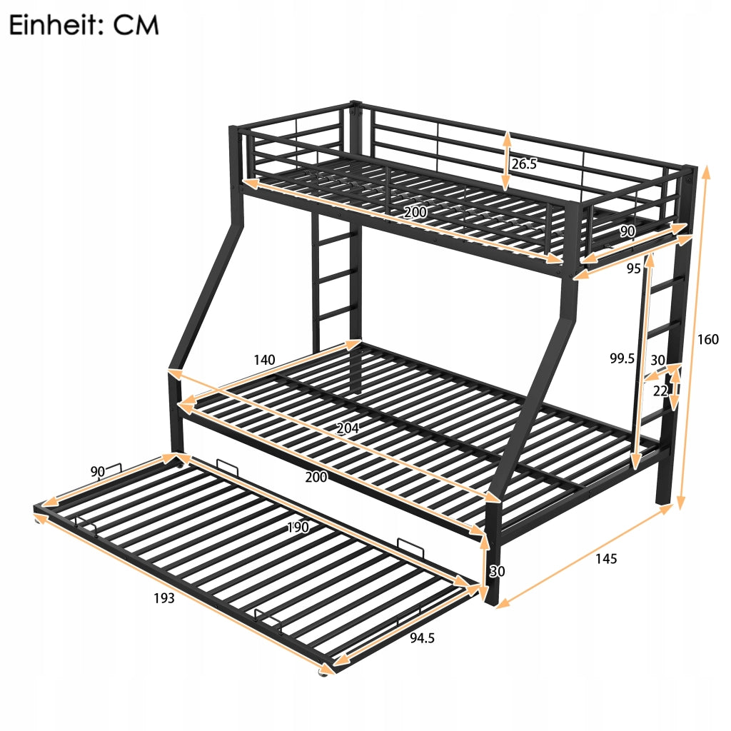 Letto a castello 90x140x200 cm - Xylo - metallo nero
