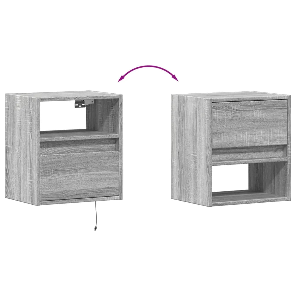 Mobile TV a Parete | Armadietto TV | Mobile Porta TV con Luci LED Grigio Sonoma 41x31x45 cm