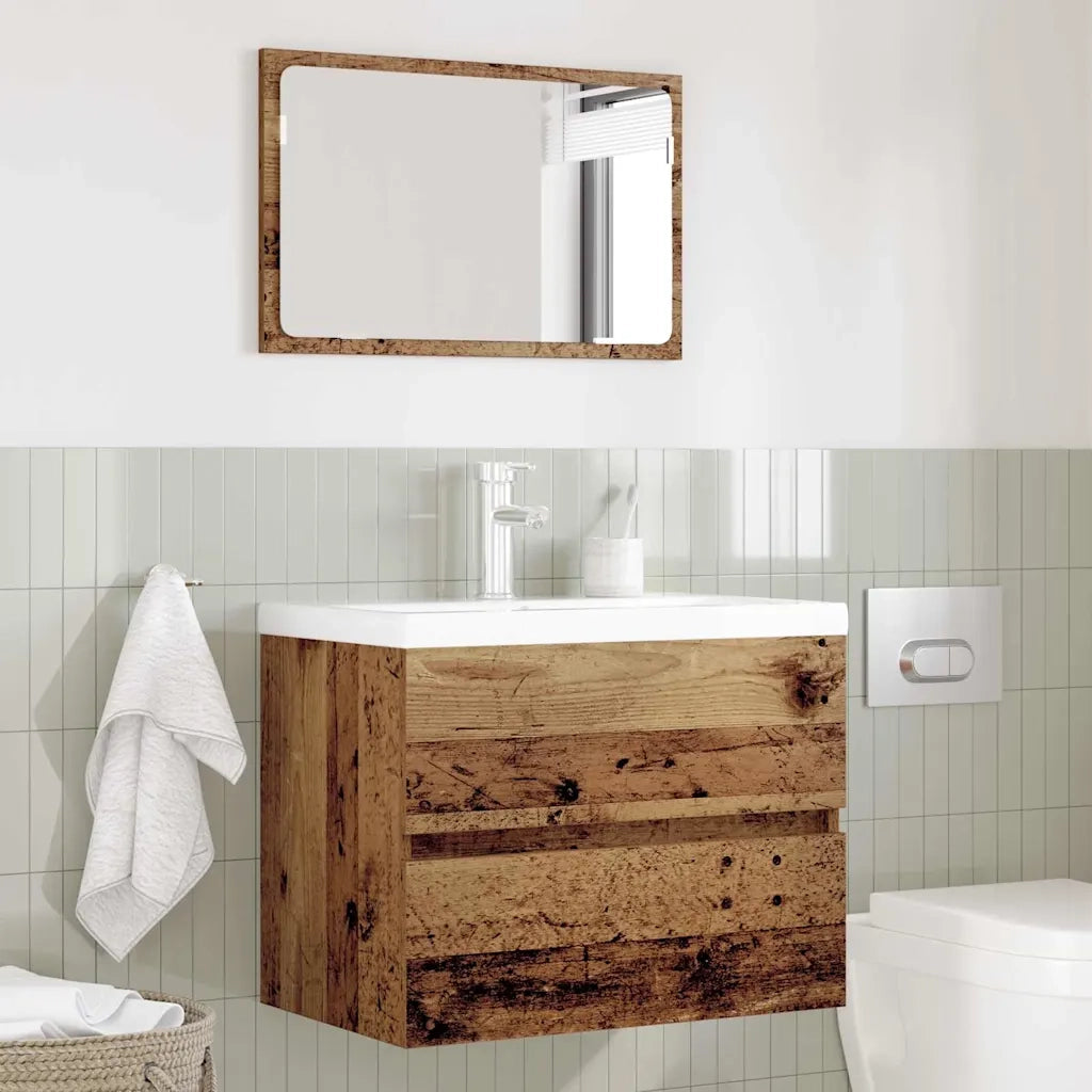 Set di mobili per il Bagno | Armadio da bagno con cassetto 2 pz Legno vecchio