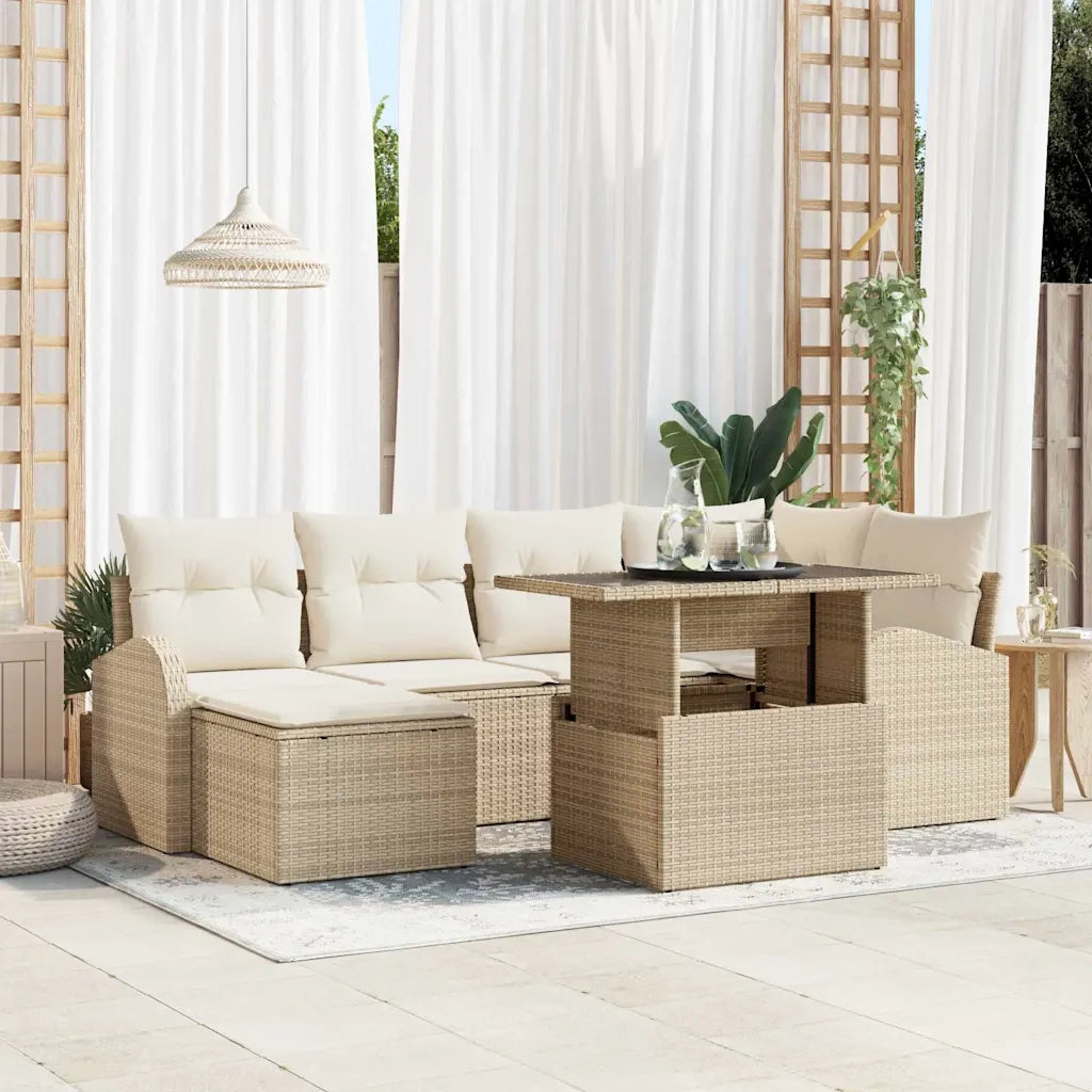 Set Divano da Giardino con cuscino 7 pcs beige e panna 3348677
