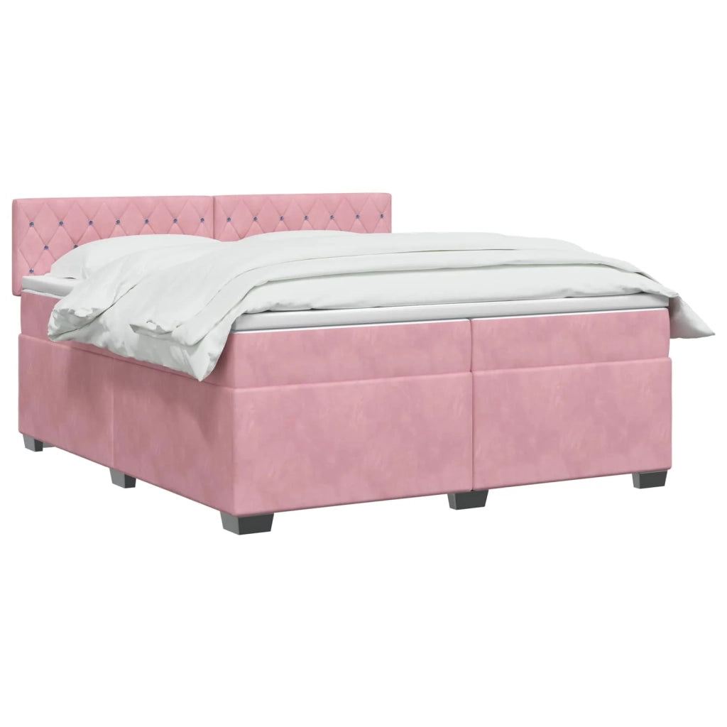 Letto con Box Spring, Materasso e LED Rosa 200 x 200 cm Velluto 3452245