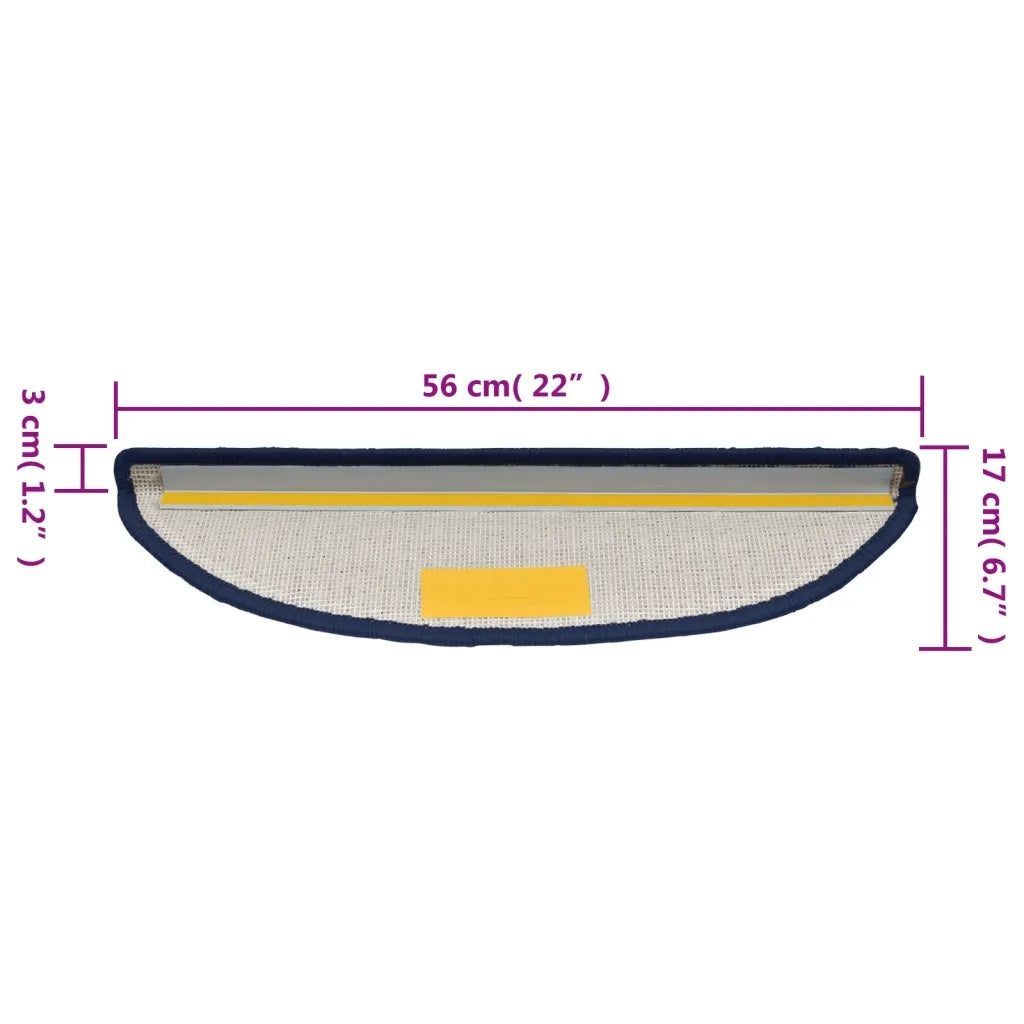 Tappetini per scale 15 pz | Gradini per Scale 56x17x3 cm blu semicircolari