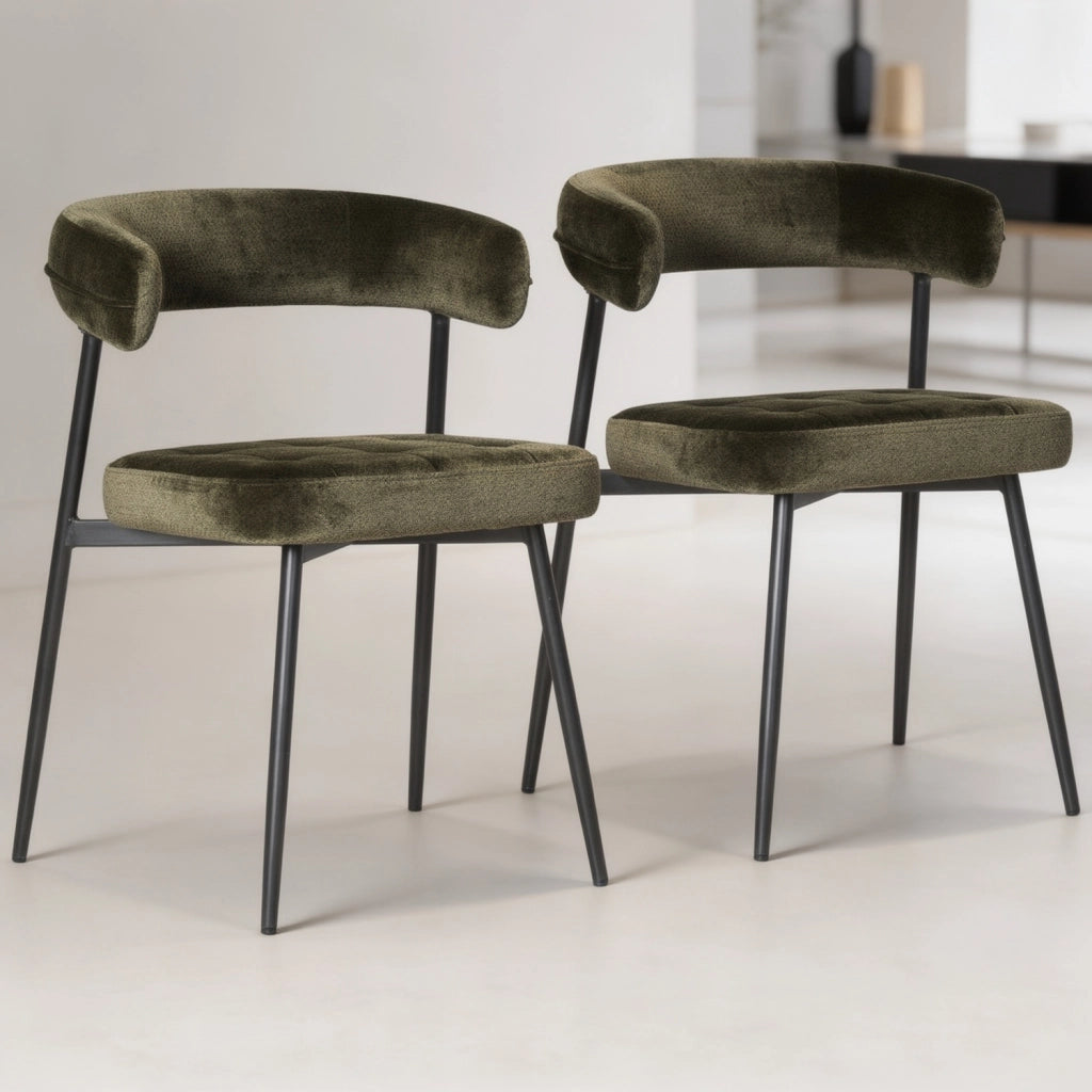 Set di 2 sedie in tessuto verde THEA