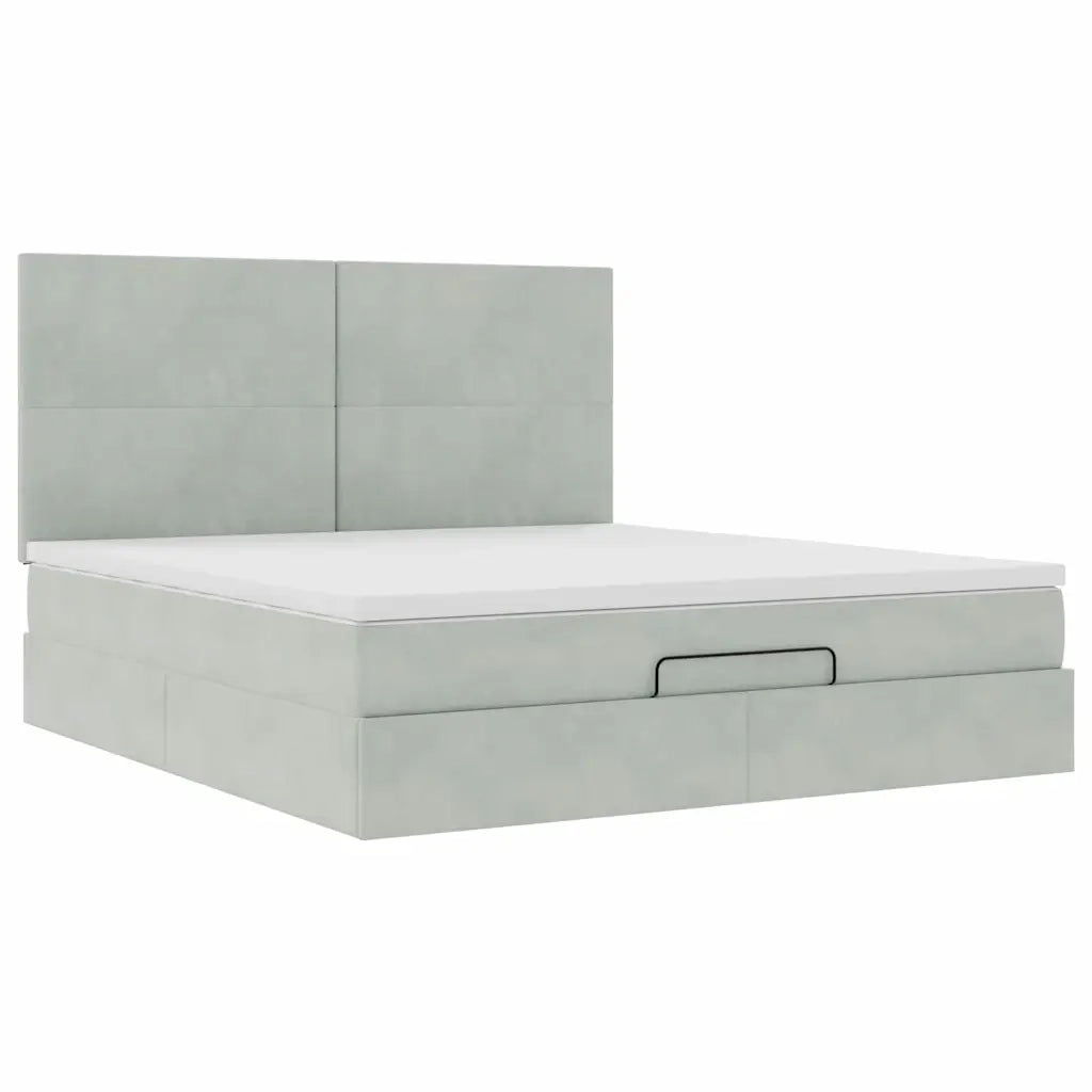 Struttura Letto Pouf con Materassi 160x200 cm in Velluto 3313409