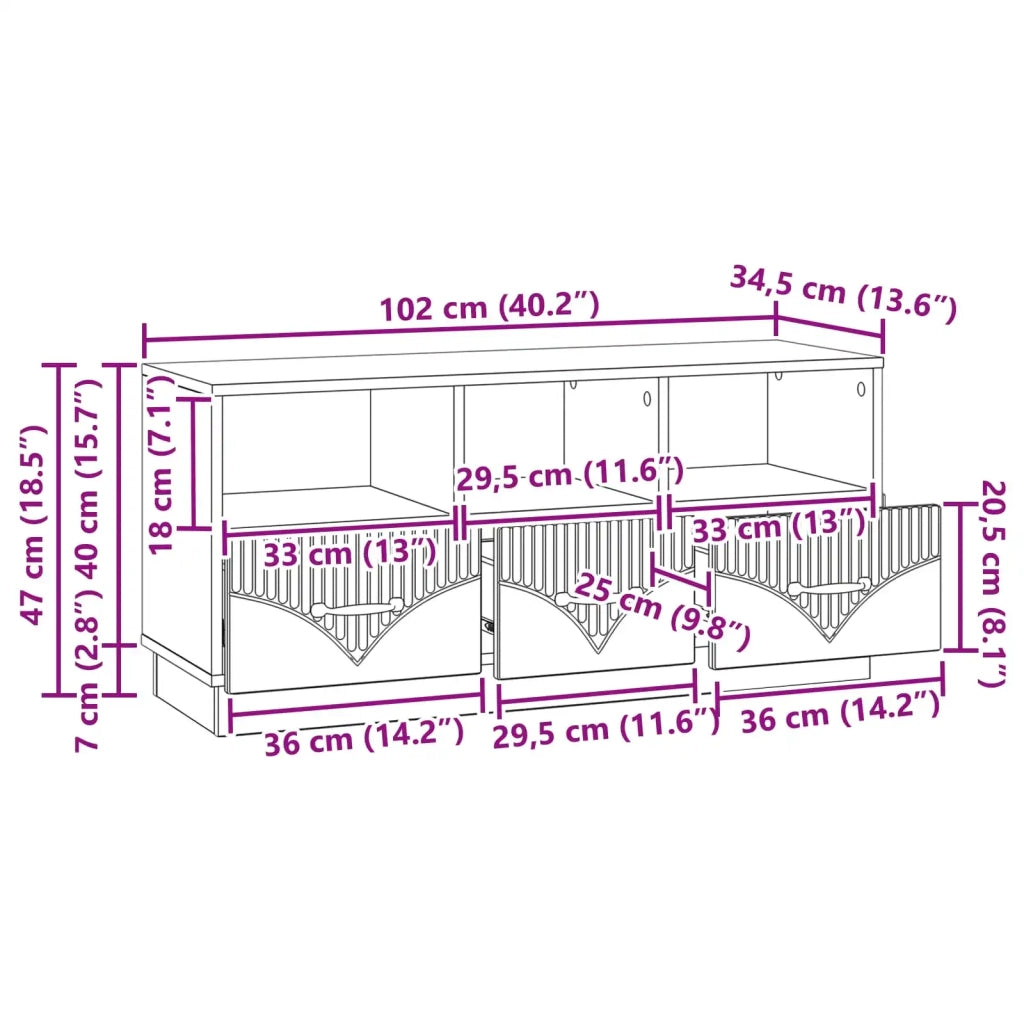 Mobile TV-Credenza per TV Rovere Fumo 102 x 34,5 x 47 cm Legno ingegnerizzato 676897