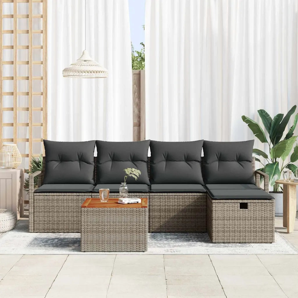Set Divano da Giardino con cuscino 6 pcs Grigio polyrattan 3359531