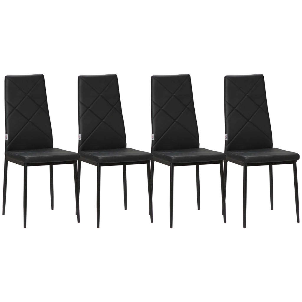 Set 4 Sedie da Pranzo ¨C Xylo ¨C Schienale Alto Rivestimento Sintetico Gambe Acciaio Nero