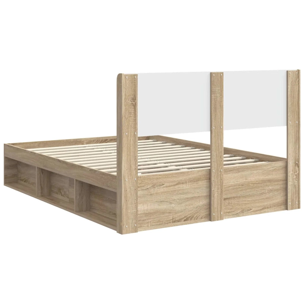 Letto matrimoniale | Letto per adulti | Struttura del letto con stoccaggio e testata Rovere Sonoma