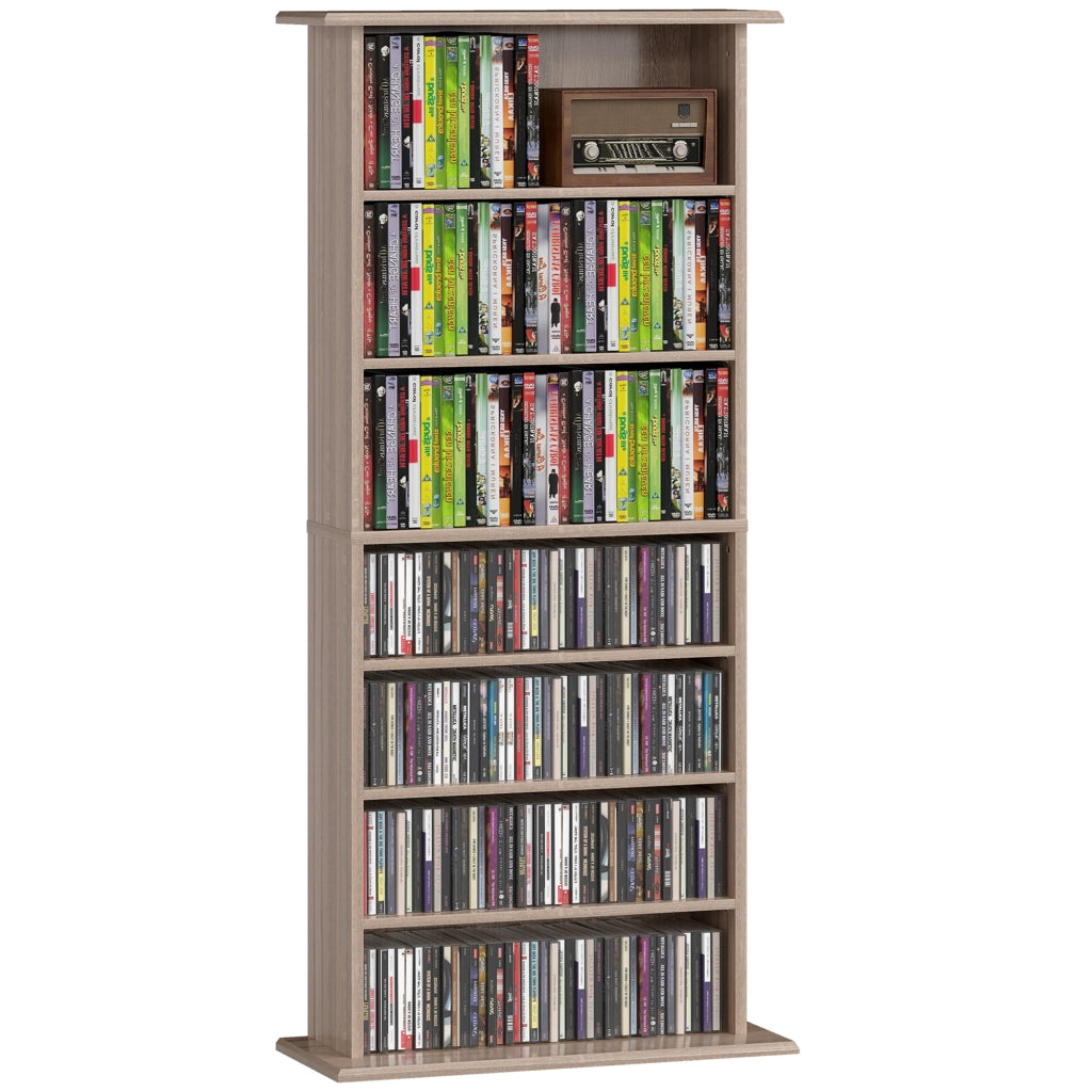 Libreria per CD DVD ¨C Xylo ¨C 8 scomparti 6 ripiani regolabili legno naturale 360 CD 185 DVD