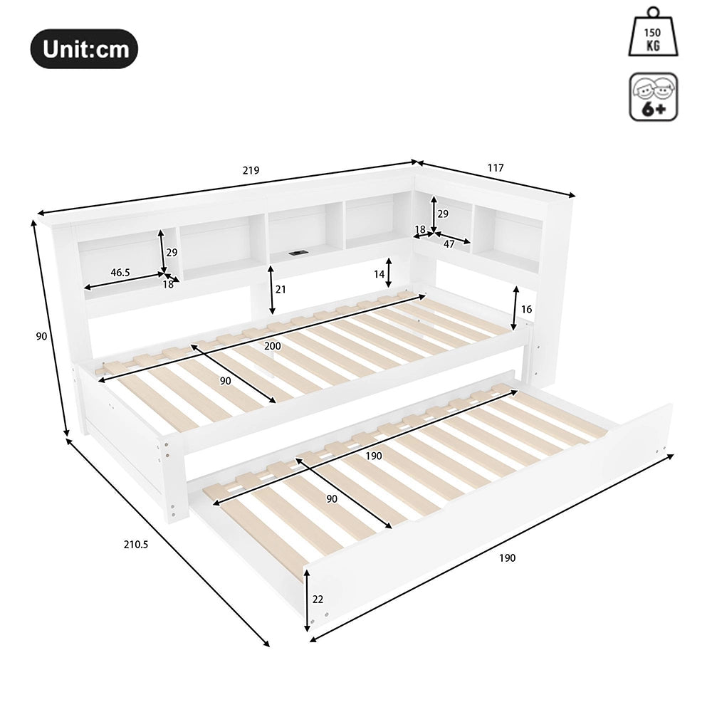 Divano letto 90x200cm?- Xylo - gigogne USB bianco