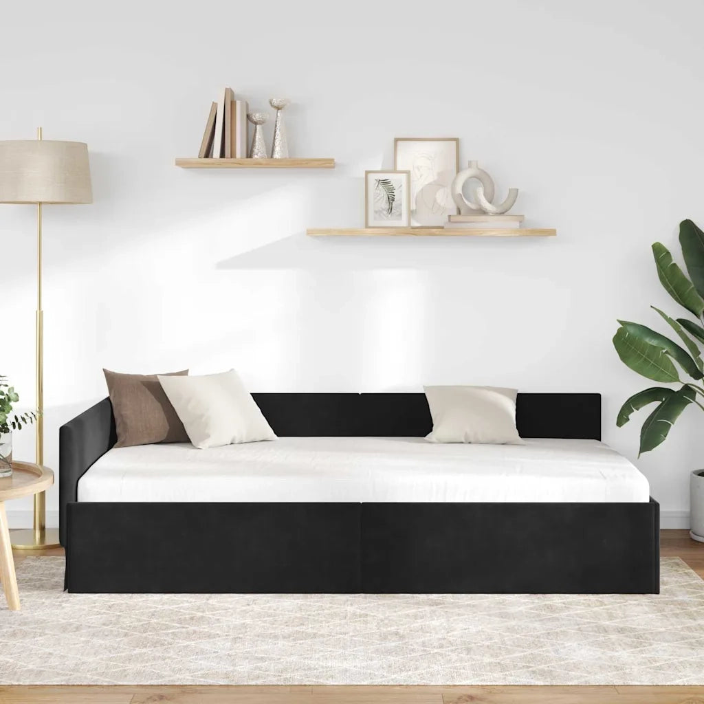 Cornice del letto ad angolo Nero 100 cm x 200 cm Velluto 42016096