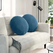 Cuscini per Seduta 2 pcs Blu Ø50 x 19 cm Velluto 42014173