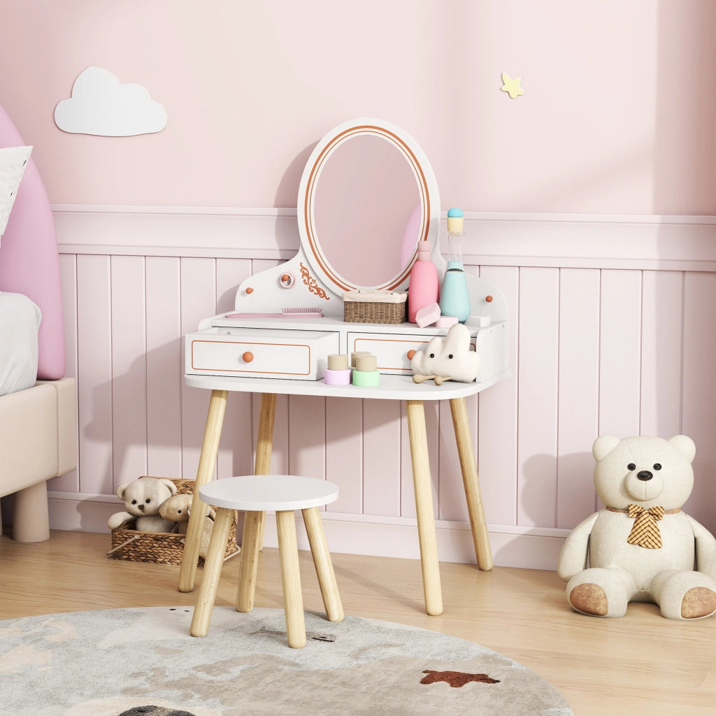 Cassettiera Bambina con Specchio e 2 Cassetti ¨C Minimal ¨C Bianco