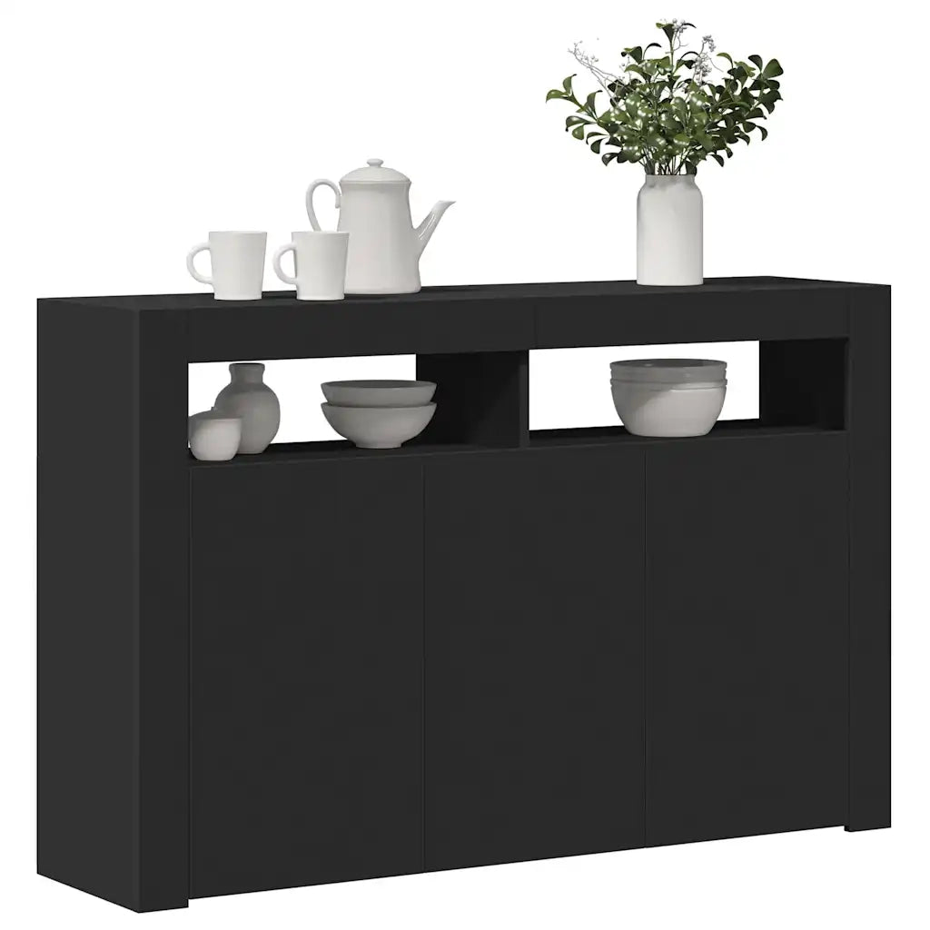 Credenza con Luci LED Nera 115,5x30x75 cm