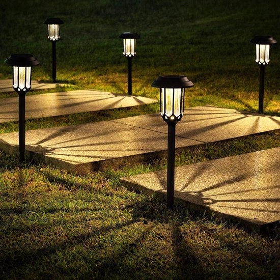 Luce a LED con Energia Solare Stampa per Esterni Impermeabile Luce Solare Calda Bianca per Giardino Prato Vialetto Passeggiata Piscina Regalo 8 pezzi