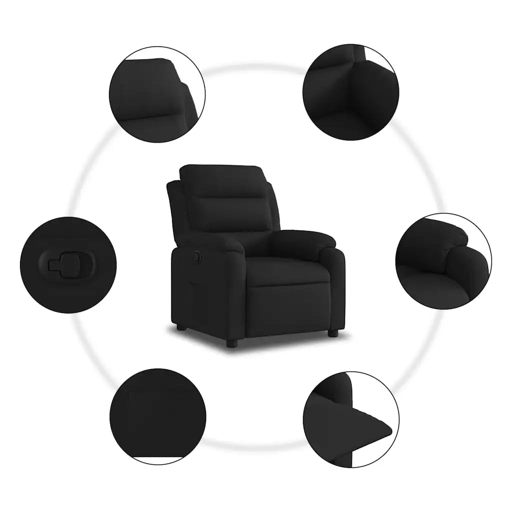 Poltrona | Sedia Relax reclinabile in tessuto nero