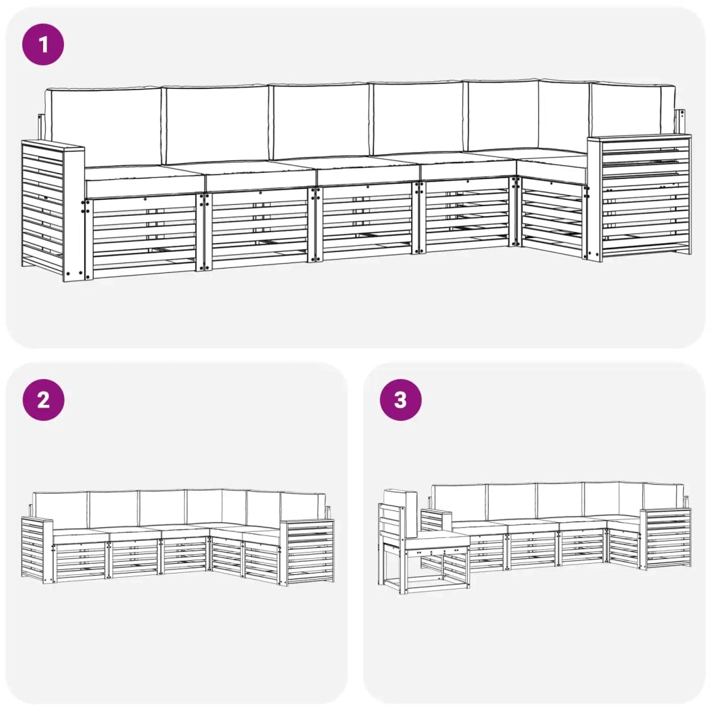 Set di divani da esterno 6 pcs Bianco e Beige 3391923