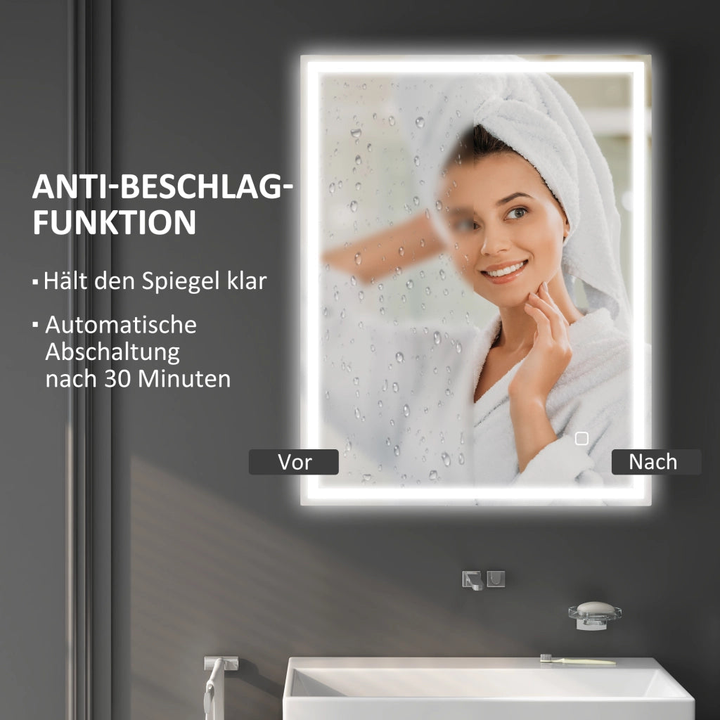 Specchio da Bagno con Luce LED 90x70 cm ¨C Minimal ¨C Argento