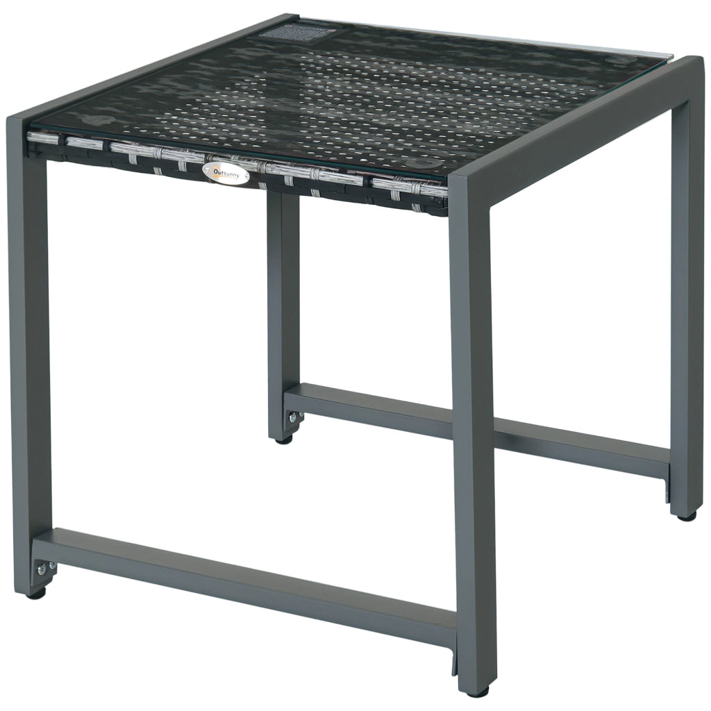 Tavolino da Caff¨¨ da Giardino in Rattan con Piano in Vetro Temperato ¨C zephmum ¨C Bianco 60x60x45