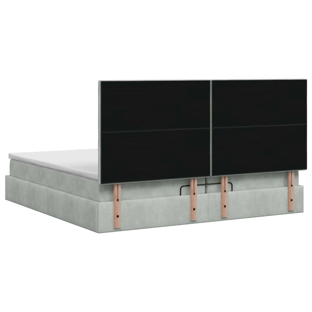 Letto Ottomano con Materasso e LED Grigio Chiaro 200 x 200 cm 3458253
