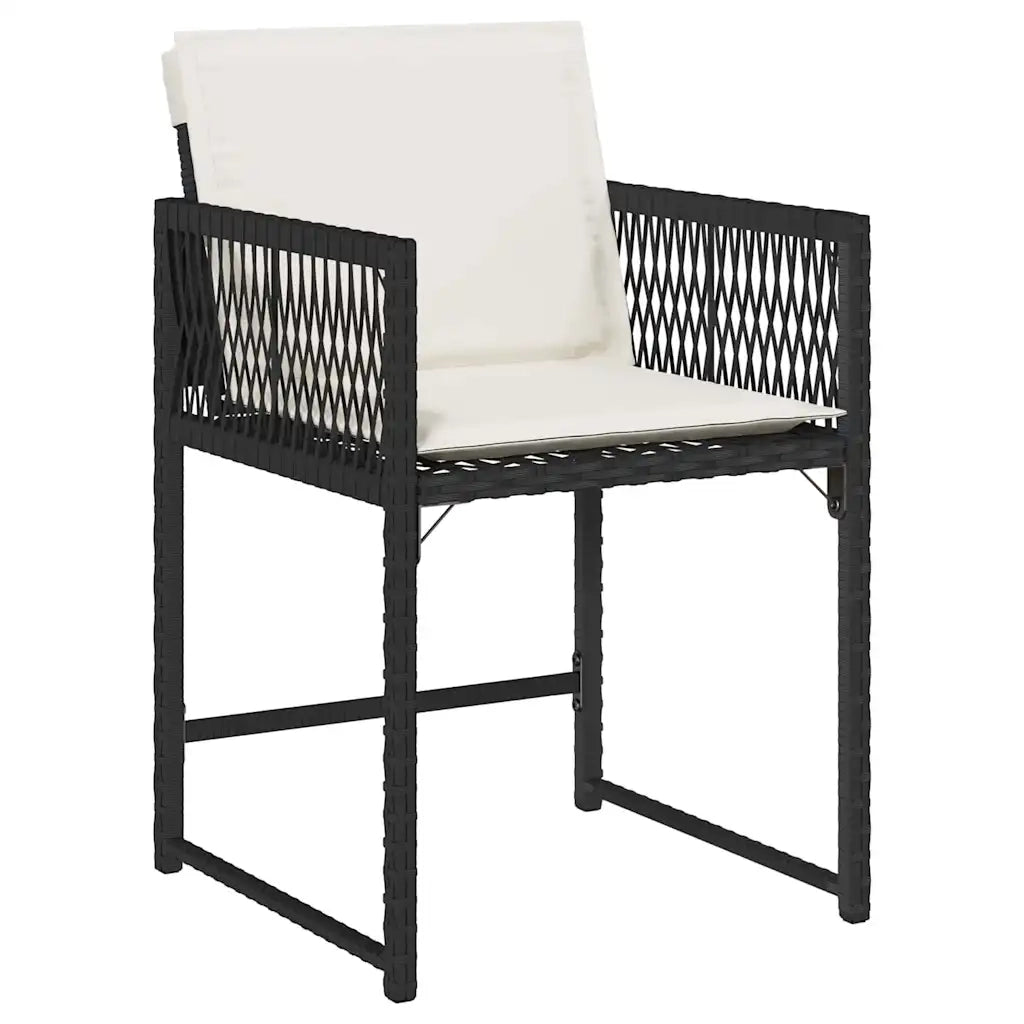 Set da Pranzo per Giardino 5 pcs Nero polyrattan
