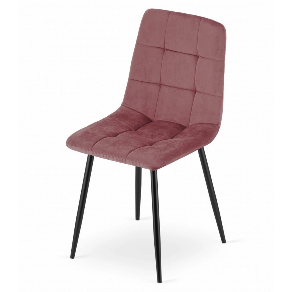 Set di 2 sedie Kara in velluto rosa antico e metallo nero