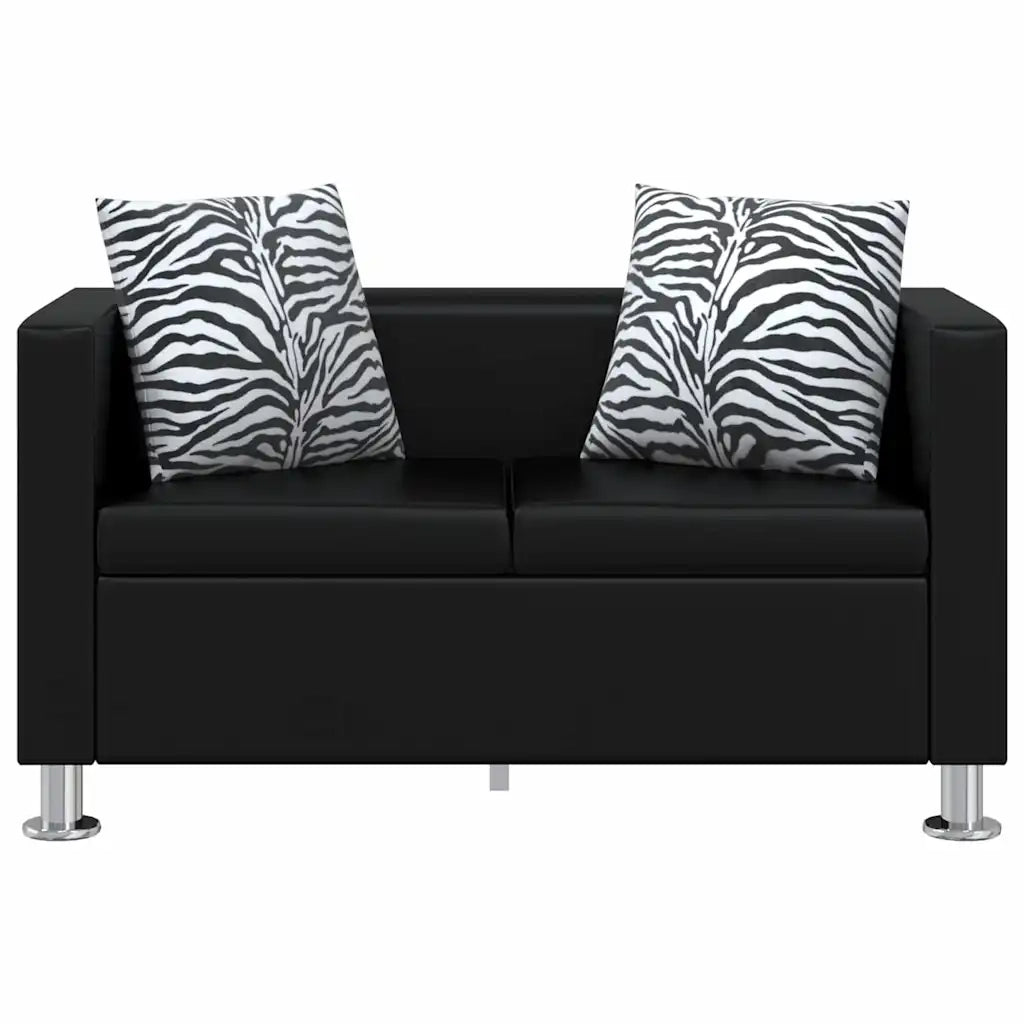 Set Divani a 3 e a 2 Posti in Similpelle Nero 272178