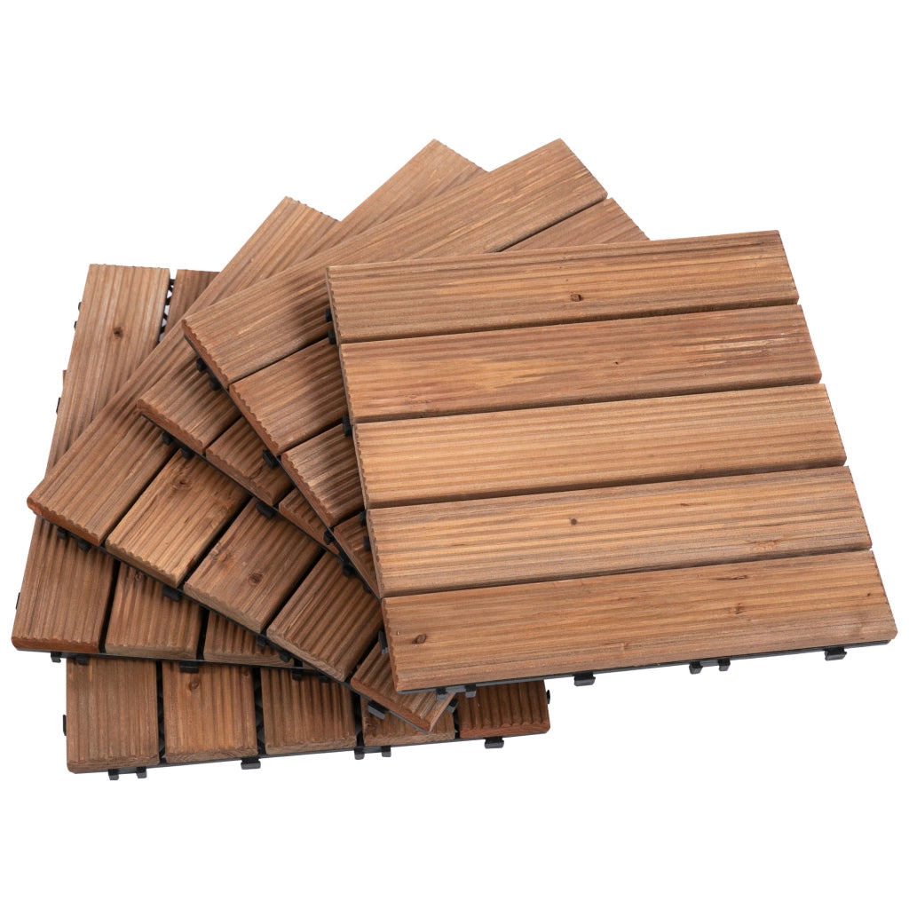 Pavimentazione da Esterno Incastrabile 27 Mattonelle in Legno  Marrone
