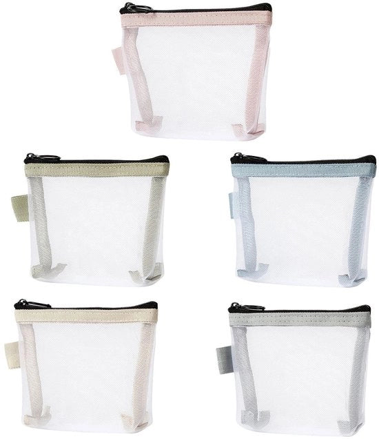 Set di contenitori di stoccaggio 5 pezzi - Borsa di stoccaggio trapezoidale - Nylon - Leggero e duraturo - Impermeabile - Per cosmetici/chiusure - Borse di stoccaggio