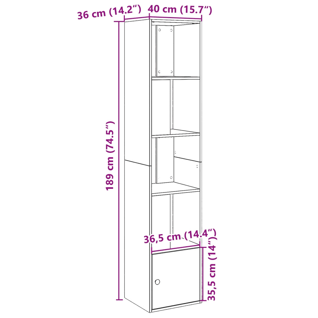 Libreria Bianca 40x36x189 cm in Legno Multistrato 848241