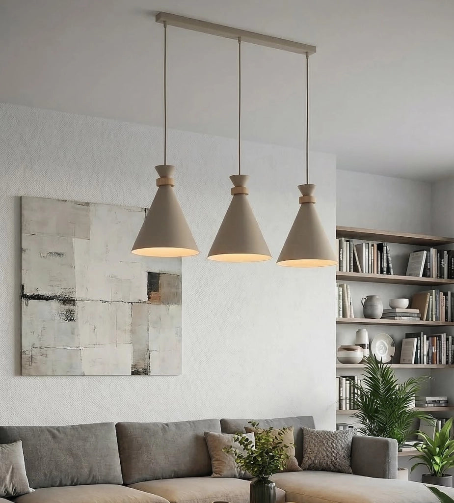 Lampada a sospensione ZERO beige 3xE27 legno Emibig