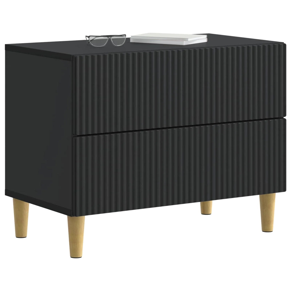 Comodino | Armadio da Notte | Mobiletto da notte Nero 62 x 34,5 x 48 cm Legno ingegnerizzato