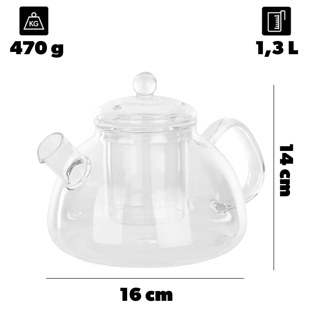 Teiera in vetro resistente al calore KADAX con infusore per tisane da 1,1 l e coperchio.