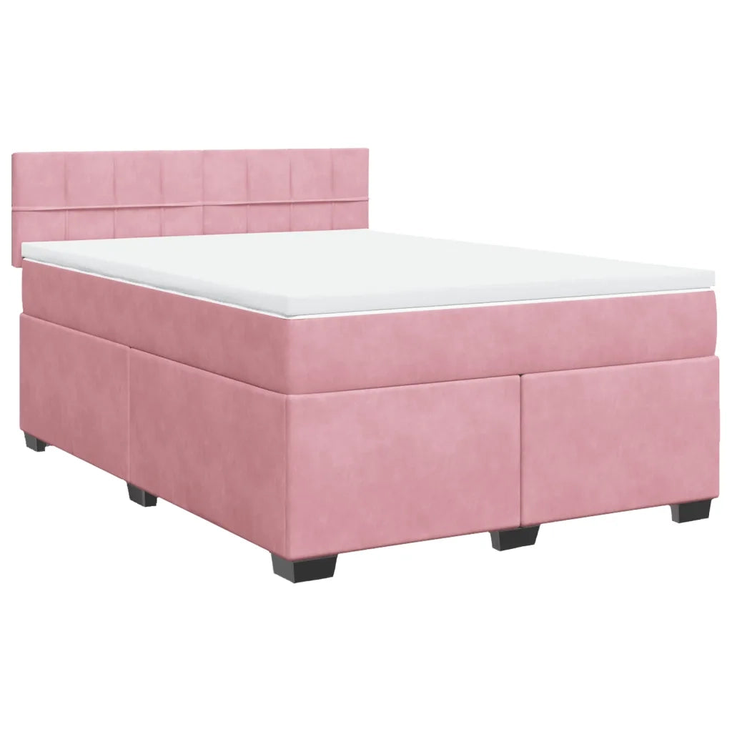Giroletto a Molle con Materasso Rosa 140x190 cm in Velluto 3288611