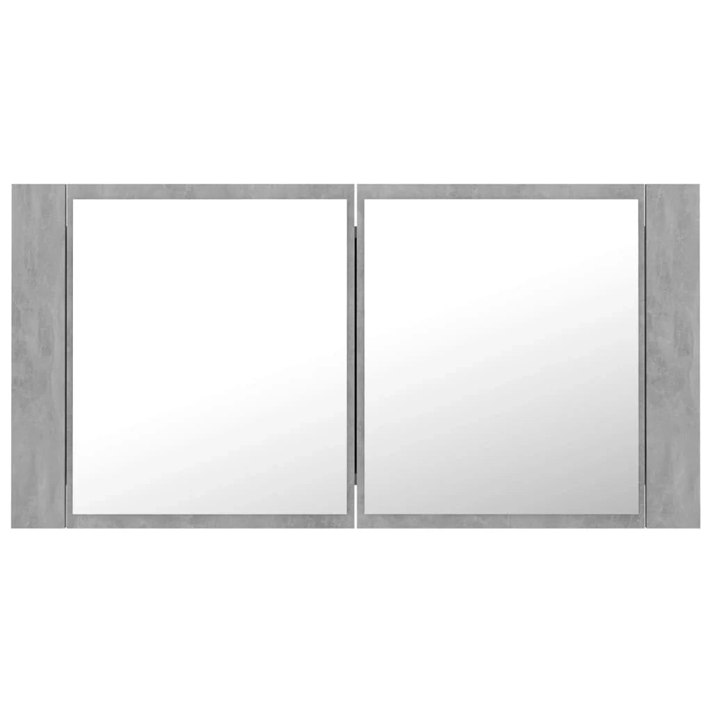 Mobiletto da bagno con specchio LED 90 x 12 x 45 cm acrilico grigio 02_0006609