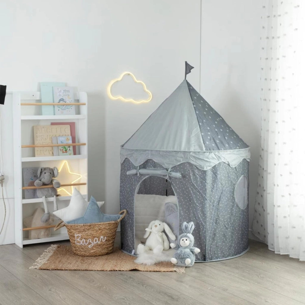 MOHOME Tenda Bambini Cameretta Grigio Casa Giochi Casetta Capanna Pop-Up Motivo Stella Ragazzi Ragazze Interni Esterni Portatile Borsa Cameretta Stanza Giochi