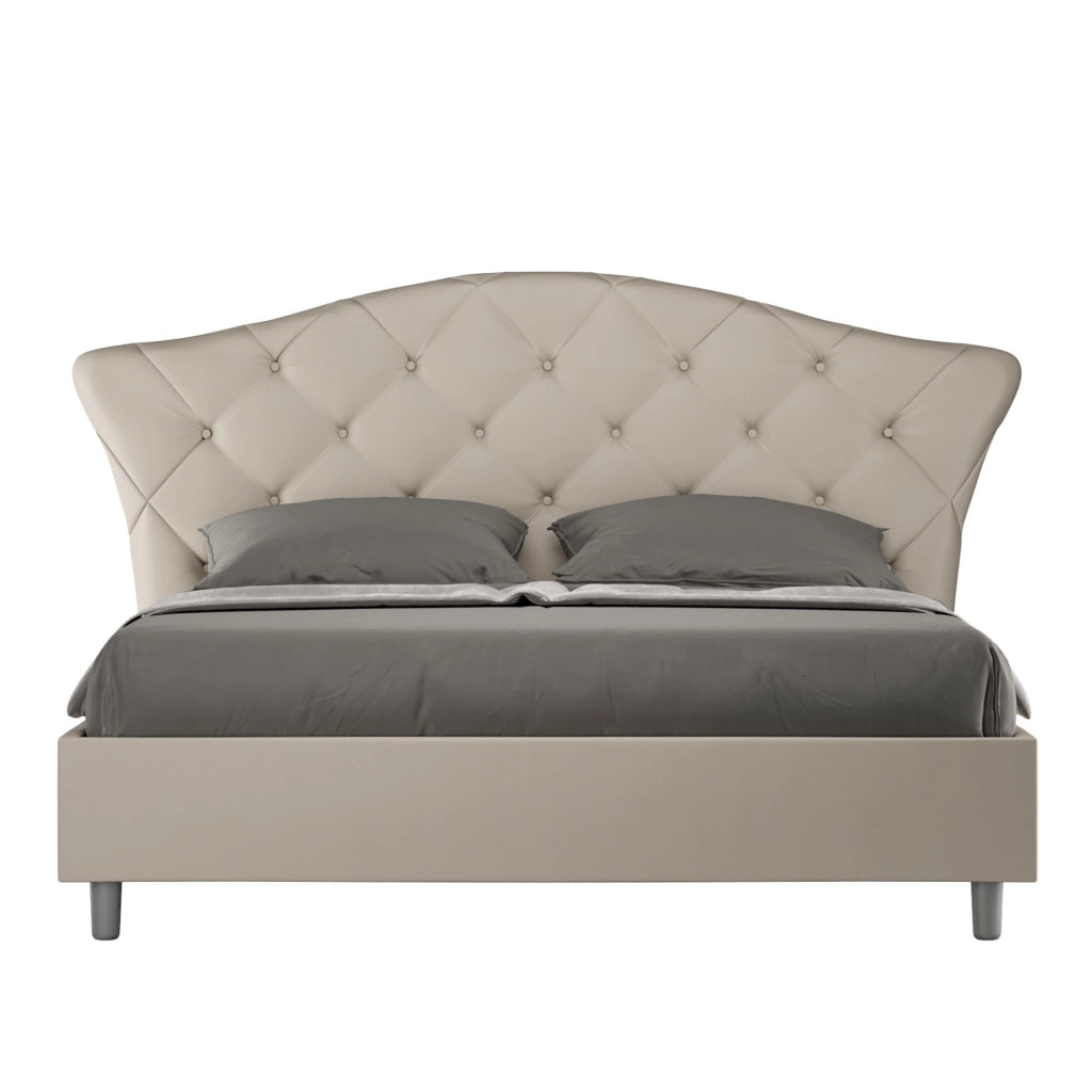 BS COM Letto matrimoniale contenitore imbottito 160x210 similpelle tortora
