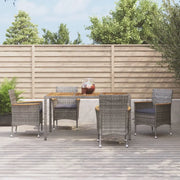 Set da Pranzo da Giardino 5 pz con Cuscini in Polyrattan Grigio 3187366