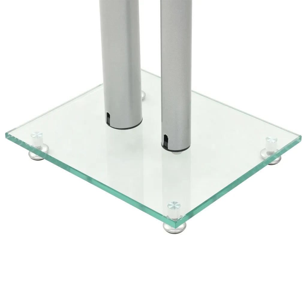 Supporti per Altoparlanti 2pz Vetro Temperato a Colonne Argento 50674