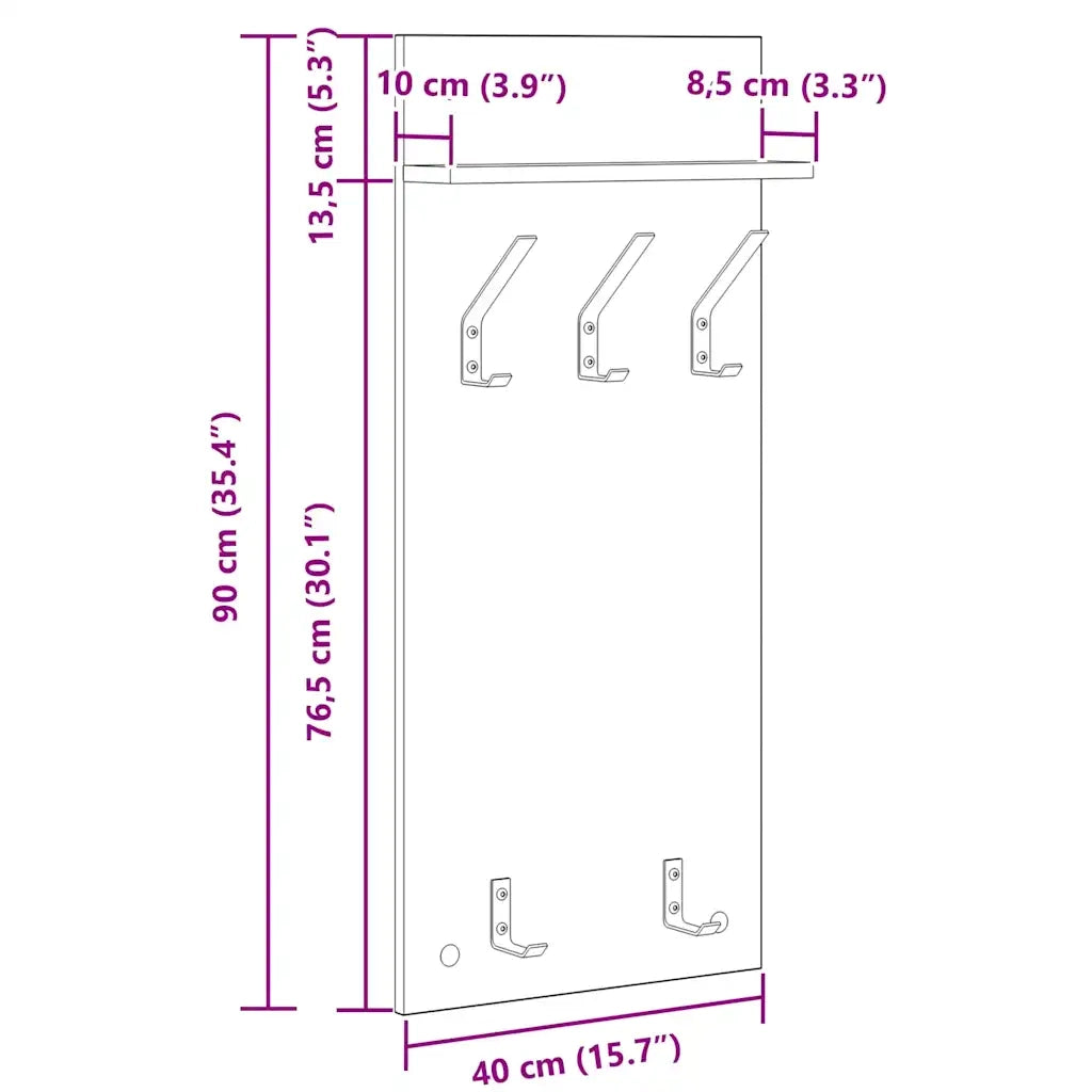 Appendiabiti a muro Legno vecchio 40 x 10 x 90 cm 874457