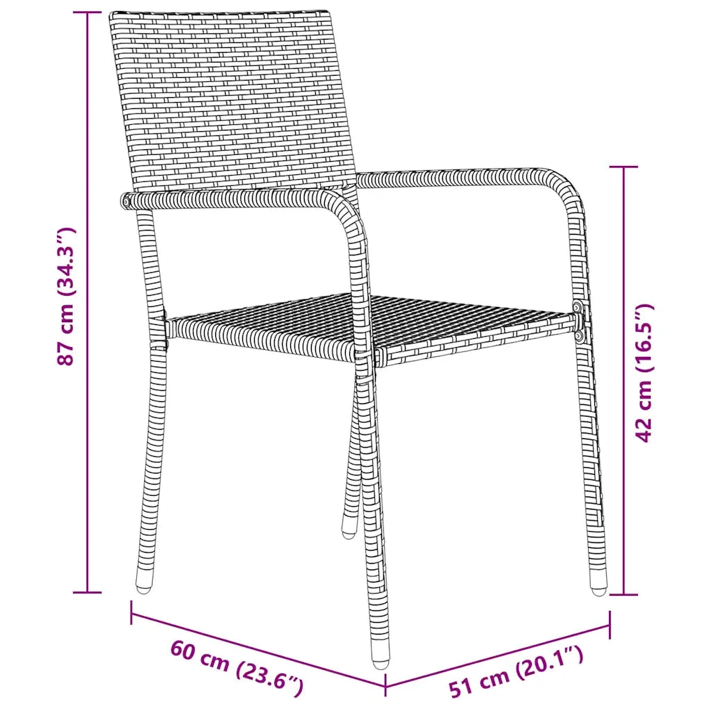 Set da Pranzo per Giardino con cuscino 5 pcs Nero polyrattan 3380038