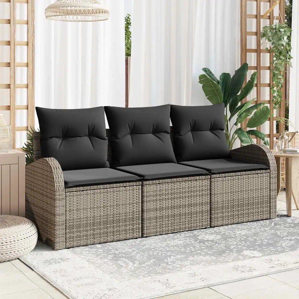 Set Divano da Giardino Grigio polyrattan 3345899
