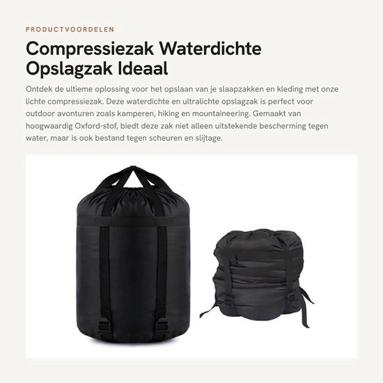 Zak di compressione acqua resistente - Tas di stoccaggio - Leggero - 43x23x23 cm - Tessuto Oxford - Ideale per campeggio/escursioni - Tas di stoccaggio