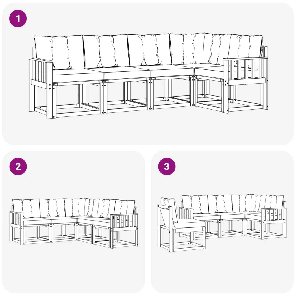 Set di divani da esterno 5 pz Bianco e Nero 3389474