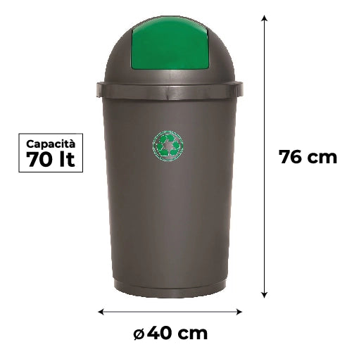 PATTUMIERA BASCULANTE PER RACCOLTA DIFFERENZIATA 70LT RICICLO VETRO