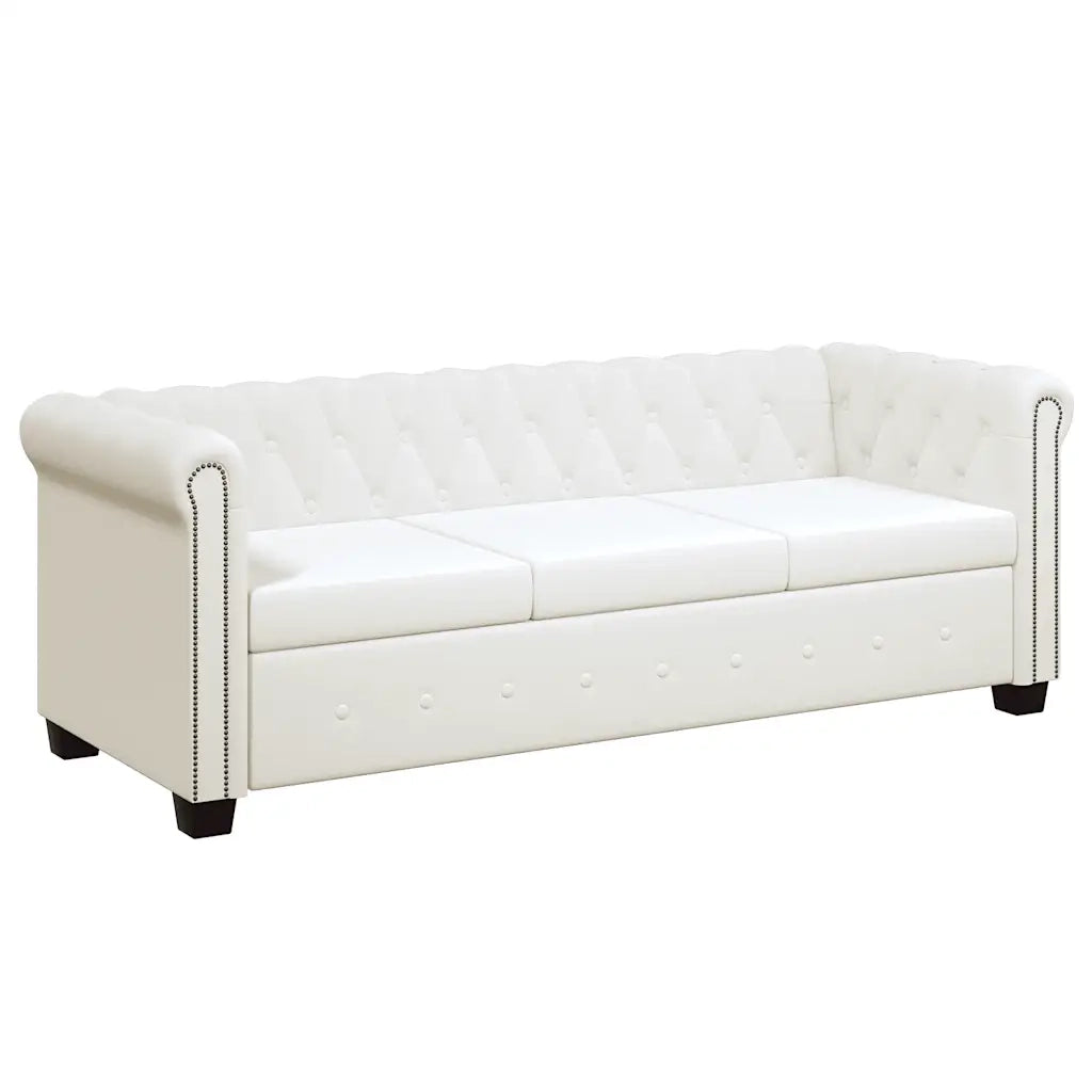 Divani Chesterfield a 2 Posti e a 3 Posti in Similpelle Bianco