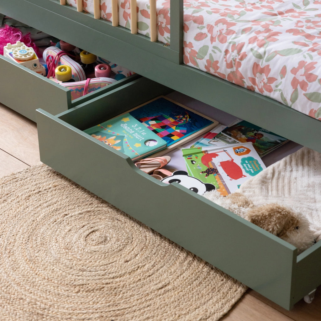Letto per bambini 190x90cm verde con cassetti ADAM