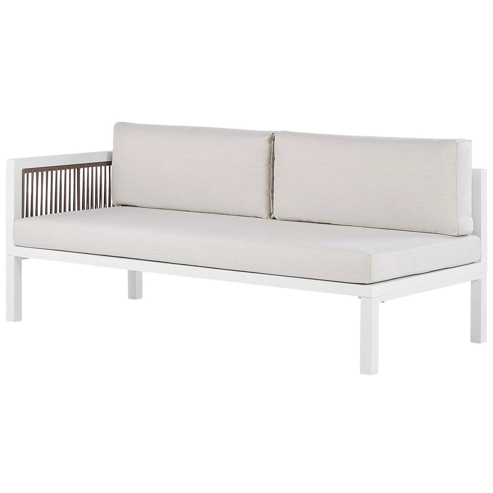 Set Salotto 4 Posti con Tavolino bianco e Marrone Alluminio 4 Posti con Cuscini moderni