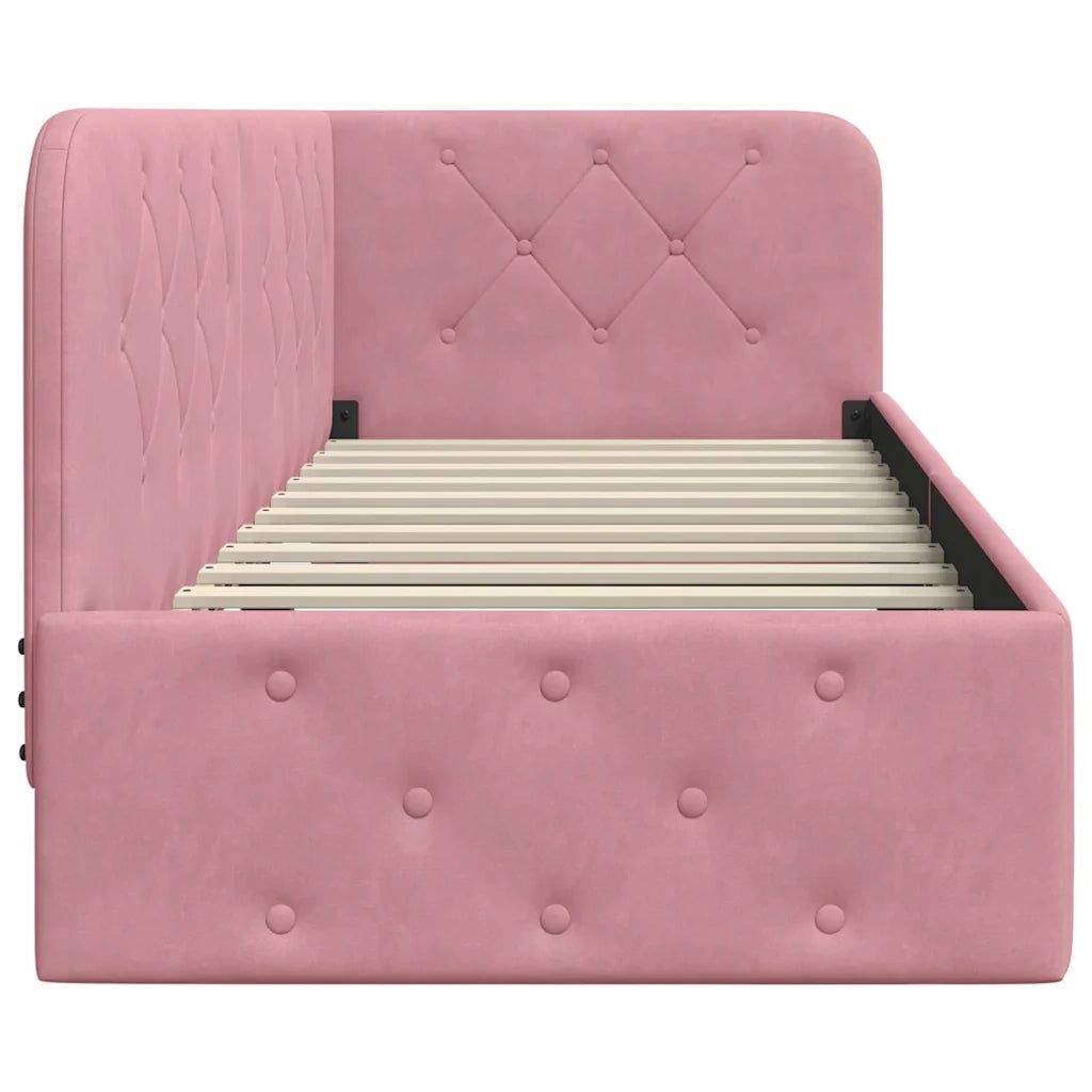 Cornice del letto ad angolo Rosa 80 x 200 cm Velluto